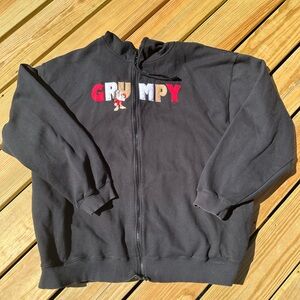 Vintage Y2K Grumpy Grinch black zip up hoodie size XXXL